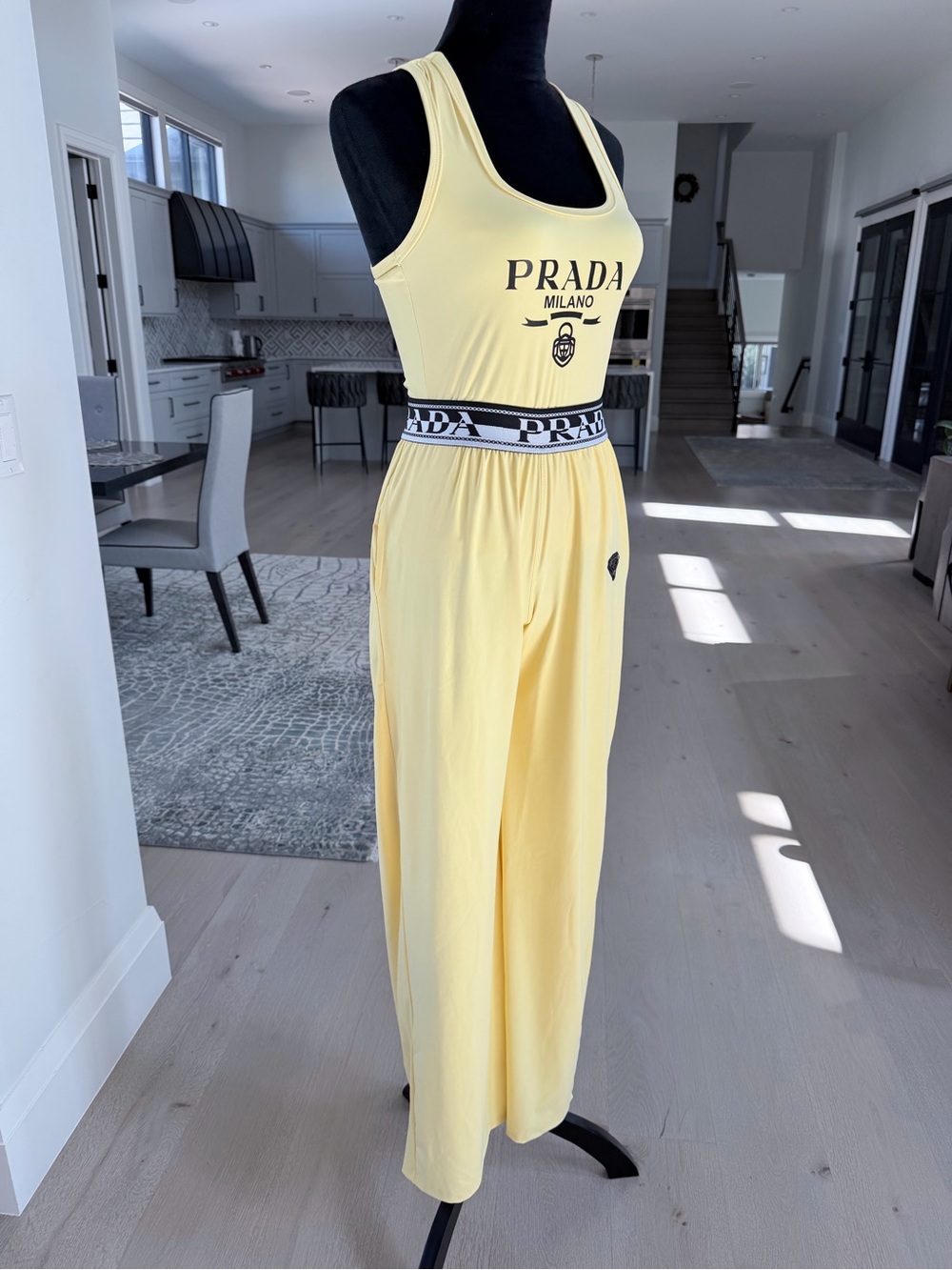 PRADA Yellow Wide-Leg Pants and matching top lounge comfy set size M - Picture 13 of 13